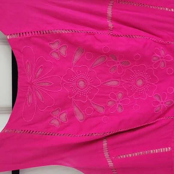 Moulinette Soeurs 'Rhododendron' Hot Pink A-line Cotton Lace Sundress, Size 6 - Picture 4 of 7